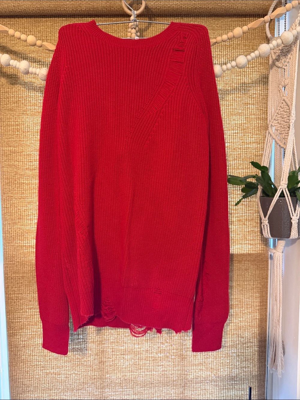 Helmut Lang Red Ribbed Crewneck Sweater